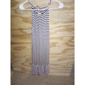 2/$10 Olivia Matthews Stripe Spaghetti Strap Dress Medium Ruffle Hem